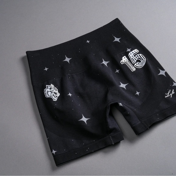 Darc Sport Pants - Darc Sport Black Athletic Bike Shorts with White Star and Graphic Accents